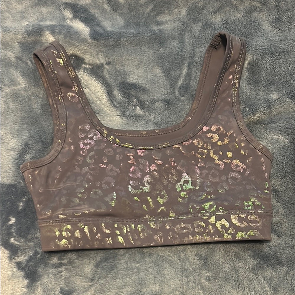 ZYIA Leopard Print Sports Bra - Brown and Iridescent